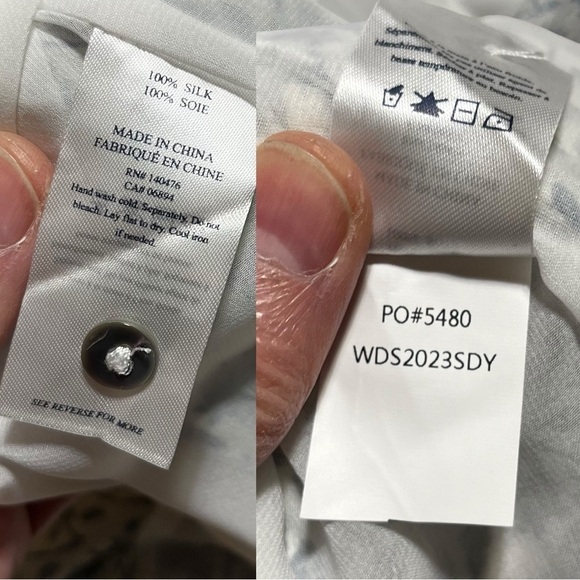 Faherty Kennedy 100% Silk Spring Daisy Dress NWT In White & Blue Floral Sz L - Picture 11 of 16